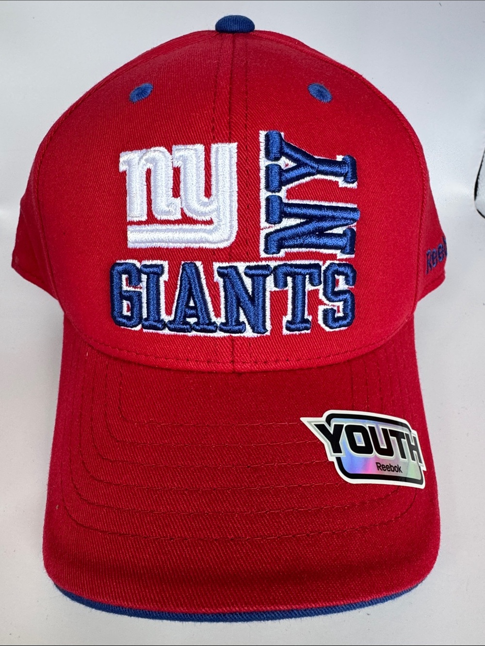 Reebok Red NY Giants Youth Embroidered Baseball Cap with Blue & White Logo NWOT